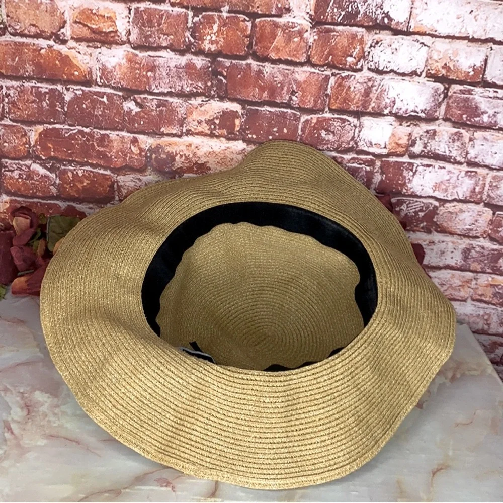 Zara Tan Floppy Woven Paper Polyester Beach Hat